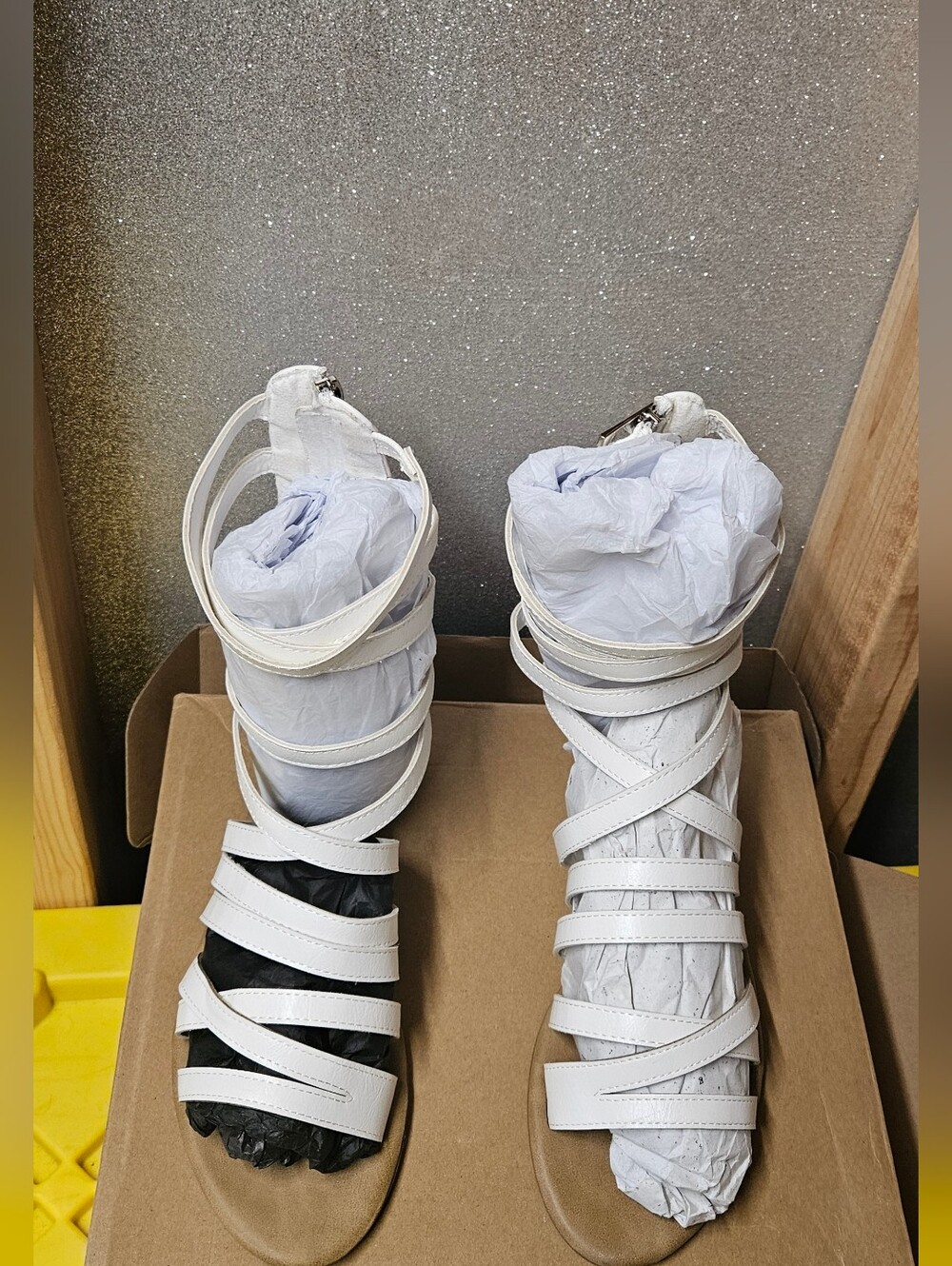 White Strappy Gladiator Sandals